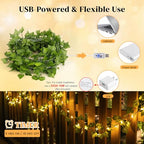 DomeStar 40Ft 120 LED Fairy Lights with Vines, Vines with Light for Bedroom, Curtain String Lights with Remote for Dorm, Wedding, Party, Wall, Indoor, Outdoor Holiday Home Decor - style: 40Ft-120LED-lvy