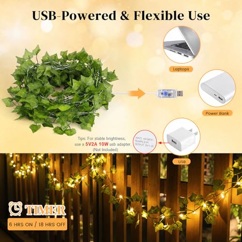 DomeStar 40Ft 120 LED Fairy Lights with Vines, Vines with Light for Bedroom, Curtain String Lights with Remote for Dorm, Wedding, Party, Wall, Indoor, Outdoor Holiday Home Decor - style: 40Ft-120LED-lvy