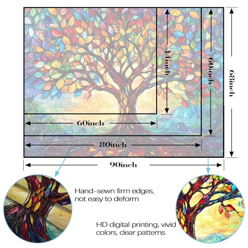 Lunerfex Tree of Life Tapestry Stained Glass Tapestry Wall Decor Tapestries for Bedroom Art Tapestries Wall Hanging for Bedroom Living Room Glass-Tree-01 60"x80" - color: Colorful Blue, size: 80"L x 60"W
