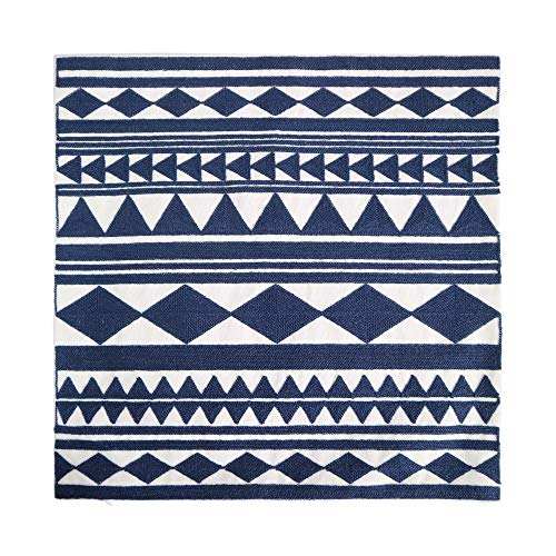 Embroidery Throw Pillow Cover 18x18 Home Décor Navy Blue Geometric Cushion Cover Diamond Triangle Pillow Case Floor Pillow Cover for Couch Sofa Chair 100% Cotton 45x45cm, 1 Piece - color: Navy Blue Geometric Diamonds