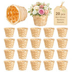 20pcs Small Baskets, Mini Woven Bamboo Basket, Desktop Small Flower Pot Wicker Basket Pencil Holder for Home Office Table Storage Party Favors Crafts Decor, 3.54 x 2.95 inch