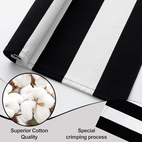 OLANLY Black and White Striped Rug 2' x 4'3" (24" x 51") – Washable Cotton Indoor Outdoor Doormat for Front Door, Entryway, Kitchen, Porch, Patio Decor - color: Black White Vertical Stripe, size: 2' X 4'3" (Rectangular)