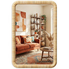 Barnyard Designs Rattan Wall Mirror, Rectangular Farmhouse Boho Accent for Bathroom, Entryway or Bedroom, Woven Natural Honey Rattan Frame (20" × 30", Rectangular) - size: 30"L x 20"W
