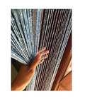 1x2 M Door String Curtain Rare Flat Thread Fringe Panel Room Divider Cute Strip Tassel for Wedding Coffee House Restaurant Parts - color: Sky Blue