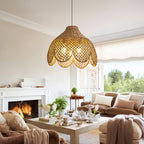 Rattan Pendant Light Fixtures,18.11" Boho Seagrass Pendant Light,3-Light Hand Woven Water Plants Rattan Chandelier for Dining Living Bedroom Kitchen Farmhouse - color: Black, size: 18.11" 3-Light