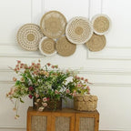 Wicker Wall Decor Set – Boho Basket Wall Art, Natural Woven Wall Art for Living Room Bedroom, Seagrass Decorative Plates For Wall Hanging, Flat and Lightweight - size: Medium
