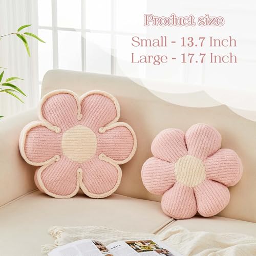 Kcvvcr Flower Pillow, Soft Flower Decorative Throw Pillow, Cute Daisy Flower Shaped Seating Floor Cushion Room Décor Plush Pillows for Sofa Couch Bed (13.7 Inch, Light Pink) - color: Six Petals-light Pink, size: 13.7 Inch