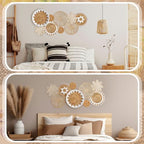 Xuhal 8 Pcs Boho Wall Basket Decor Decorative Bulrush Woven Basket Wall Decor Rustic Farmhouse Hanging Baskets for Kitchen Rustic Home Summer Decorations - style: Flower