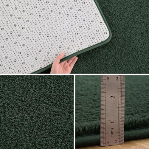 Pettop 4x6 ft Dark Green Area Rugs for Bedroom Living Room, Washable Memory Foam Indoor Carpet, Modern Aesthetic Minimalist Non Slip Soft Comfy Carpet for Boys Girls Dorm Home Decor - color: Dark Green, size: 4' X 6' (Rectangular)