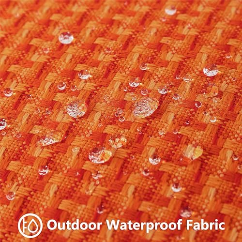 UGASA Fall Outdoor Waterproof Pillow Covers Pack of 2 Weaving Texture Water Resistant Outside Decorative Pillow Cases for Patio Garden Porch Yard Bench Tent 16x16 Inch, Orange - color: Orange, size: 16" x 16" (Pack of 2)