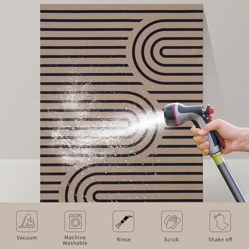 Tangsoo Easy Jute Rug 2x3 Outdoor Rug,Small Washable Non-Slip Rug for Entryway,Boho Geometric Ultra Thin Indoor Carpet Farmhouse Small Throw Mat for Kitchen Bedroom Front Door Entry - color: Brown S Rainbow, size: 2x3ft
