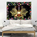 Ine Ive African Chakra Tapestry African American Woman Zen Meditation Tapestries 40x30 Inch Starry Sky Flower Garden Inspirational Afro Yoga Wall Art for Bedroom Dorm Decor - size: 40"L x 30"W