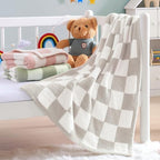 WRENSONGE Checkered Throw Blanket, Taupe Soft Cozy Fluffy Warm Hand Made Throw Blankets for Couch, Sofa, Chair, Bed, Camping, Picnic, Travel Lightweight Bed Blanket - 30"*40" - color: Art Taupe, size: Small(30''x40'')