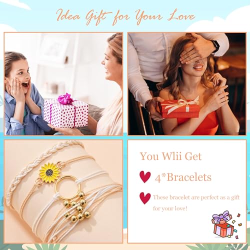choice of all String Bracelets for Women Boho Wave Surfer Beach Wear Cute Bracelets Set Summer Friendship Jewelry Accessories Beach Stuff - color: A1:4 pcs brown white surfer bracelets