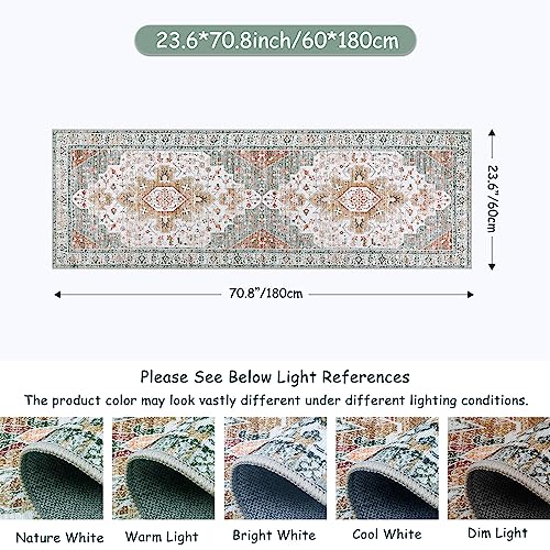 Moynesa Ultra-Thin Washable Runner Rug - 2x6 Bathroom Runner Washable Laundry Room Rug Printed Entryway Carpet Runner, Vintage Pet Friendly Low Pile Runners for Living Bedroom Kitchen, Beige/Gold - color: Beige/Gold, size: 2' x 6'