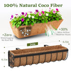 VOXOR Railing Planter Boxes, 24 Inch Window Boxes Planters, Balcony Planters with Adjustable Brackets & Coco Liner for Outdoor Fence, Deck, Porch, and Patio Gardening, 2 Pack - size: 24 Inch