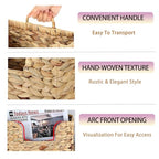 Hanging Magazine Basket, Woven Wall Magazine Holder Organizer with Handle for Mail, Files, Books - Water Hyacinth Farmhouse Storage Rack for Bathroom, Kitchen, Office