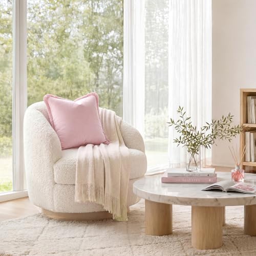 HOMEIDEAS Light Pink Velvet Throw Pillow Covers 20x12 Set of 2, Luxury Decorative Pillow Covers with Short Fringe Tassels, Modern Farmhouse Boho Cushion Covers for Sofa Couch Bed Neutral Home Decor - color: Pink, size: 20" x 12" (Pack of 2)