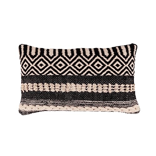 REDEARTH · Boho Textured Throw Pillow Cushion Covers - Cotton Lumbar Woven Tufted Decorative Farmhouse Cases Set for Couch, Sofa, Chair, Dining, Outdoor (12"x20", Char Delineate Black) Pack of 2 - color: Char Delineate Black, size: 12" x 20" (Pack of 2)
