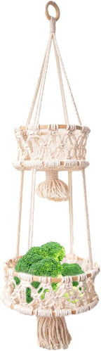Multi Layer Woven Rope Organizer | Boho Hanging Plant Holder – 3-Tier Macrame Flower Basket, Decorative Indoor Pot Storage, Unique Hanging Ornament for Bedroom, Balcony, Kitchen, Office, Housewarming