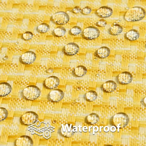 Kevin Textile Outdoor Waterproof Throw Pillow Covers Pack of 2 Weaving Texture Water Resistant Outside Decorative Cushion Covers for Garden Patio Tent Balcony Bench Couch Sofa 16x16 Inch, Yellow - color: Yellow, size: 16" x 16" (Pack of 2)