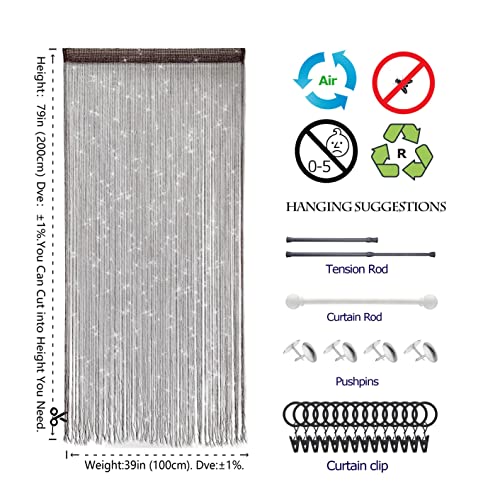 Door String Curtain Doorway Beads Curtains,Hanging Room Divider Beaded Decor Hippie Glitter Fringe Panel Closet Window Doors Sequin Sheer Boho Doors Tassel (Coffee) - color: Coffee
