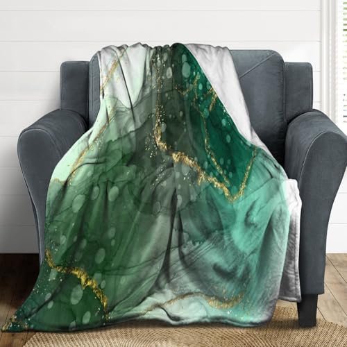 Modern Marble Blanket, Abstract Luxury Baroque Golden Lake Green Stone Veins Pattern Soft Warm Cozy Plush Flannel Covers for Livingroom Bedroom Couch Chair Camping Travel Home Decor Tapestry 30x40in - color: Abstract-19, size: 30W" x 40L"
