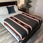 Open Road Goods Mexican Diamond Blanket - XL Heavyweight Yoga Blanket – Handmade in Mexico - Thick Boho Serape Saltillo Style Throw for Beach, Picnic, Home, Camping and More! (Charcoal Retro) - color: Charcoal Retro