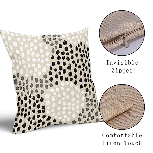 Black White Pillow Covers 16x16 Set of 2 Boho Gray Polka Dot Throw Pillows Modern Trendy Print Decorative Outdoor Farmhouse Pillowcase Cushion Cover Linen Pillow Case Decor for Home Sofa Couch Bed - color: Black White Dots, size: 16" x 16" (Pack of 2)