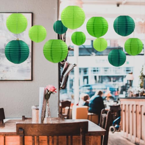 Green Paper Lanterns Decorative,Hanging Chinese Lanterns Indoor Outdoor for Birthday, Wedding, Christmas, Bridal, Home Decor, Ceiling Decorations(Size of 4”, 6”, 8”, 10”,12Pcs) - color: Green, size: 4、6、8、10inch