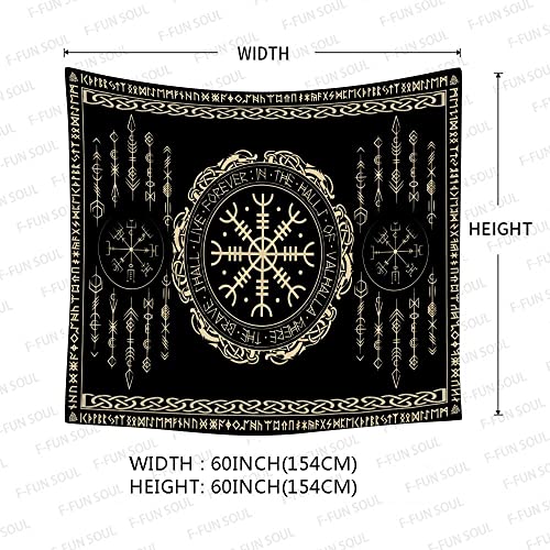 F-FUN SOUL Nordic Vikings Tapestry, Large 60x60inches Soft Flannel, Vegvsir Symbol Amulet Celtic Rune Scandinavian Aesthetic Mythology Tapestry Wall Hanging for Bedroom Living Room Decor GTZYFS1739 - color: Vegvsir, size: 60"L x 60"W