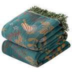 Boho Throw Blanket, Patterned Bohemian Blanket 100% Soft Cotton Woven Boho Quilt, Reversible Throw Blankets for Couch Bed, Decorative Lightweight Blanket for All Seasons (Spring Blue, Twin 60"x80") - size: Twin 60"x80"