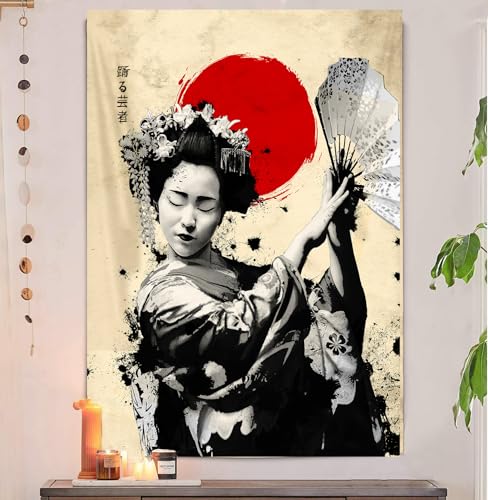 JOKIMAL Japanese Woman Geisha Samurai Tapestry Poster Wall Art WallDecorApartment Home Dorm Wall Decorations for Living Room BedroomTapestries 40"x60" - color: Geisha 2