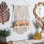 SnugLife Macrame Wall Hanging Shelf - Tier Wall Shelves with Handmade Woven Rope - Boho Shelves Organizer Hanger for Kitchen, Bathroom, Home Storage, Floating Indoor Plant Wall Shelf (1 Tier) - size: 1 Tier