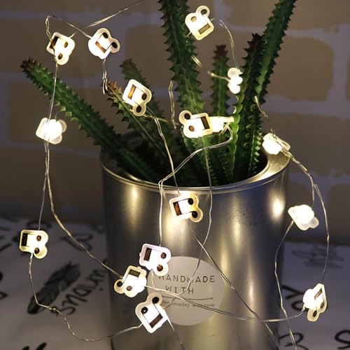 GUOCHENG 16FT 50LEDs Music Note String Lights, Music Stave Fairy Light 3AA Batteries Operated Decorative Light Strings, Musical Starry Lights for Indoor Outdoor(1 Pack) - color: 5m warm