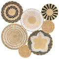 BreezyHue 7 Pcs Boho Wall Basket Decor Bulrush Woven Round Handmade Wall Art Hanging for Farmhouse Living Room Kitchen Decorations (Bohemian)