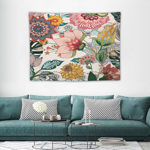 Vintage Boho Floral Tapestry Wall hanging,Bohemian Blossom Tapestries, Multi Color Tapestry for Bedroom Home Hippie Wall Decor 40"x30" - color: Boho Floral-2, size: W40xL30in