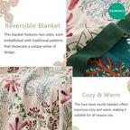 Boho Throw Blanket, 100% Cotton Ultra Soft Luxury Throw Rustic Quilt, Muslin Breathable Soft Bed Throw ，All Throw for Sofa Couch Chair 60x80 Inch - color: Precious Flowers, size: 60x80 Inch