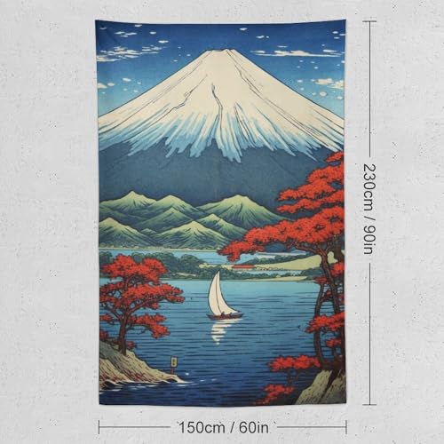 QEOPGNE Large Wall Tapestry Mount Fuji Mountain Landscape Lake Fall Leaves Japanese Painting Tapestry for Room Living Room Wall Decor Large Wall Art Tapestries 60"x90" - color: Style2, size: 90L" x 60W"