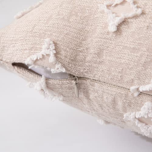 EMEMA Decorative Throw Pillow Covers Rhombic Jacquard Pillowcase Cushion Case Square for Couch Sofa Bed Living Room Bedroom Set of 2, 18x18 Inch, Beige - color: Beige, size: 18" x 18" (Pack of 2)