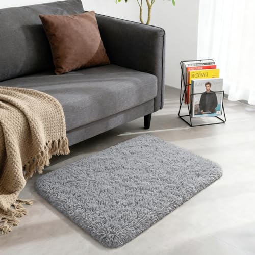 Merelax Soft Modern Indoor Shaggy Area Rug for Bedroom Livingroom Dorm Kids Room Home Decorative, Non-Slip Plush Fluffy Furry Fur Rugs Comfy Nursery Accent Floor Carpet 2x3 Feet, Grey - color: Grey, size: 2' x 3' (Rectangular)