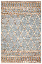 SAFAVIEH Natural Fiber Collection Area Rug - 6' x 9', Natural & Blue, Handmade Boho Moroccan Trellis Jute, Ideal for High Traffic Areas in Living Room, Bedroom (NF955N) - size: 6' x 9' (Rectangular)
