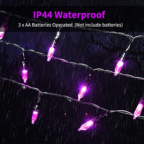 Christamas Decorations Purple String Lights Battery Operated 17.8 Feet 50 LED 2 Pack Waterproof Mini Fairy Lights with 8 Lighting Modes for Outdoor Indoor Use, Xmas Halloween Tree Holiday Party Patio - color: Purple, size: 50 LEDs x 2 Pack