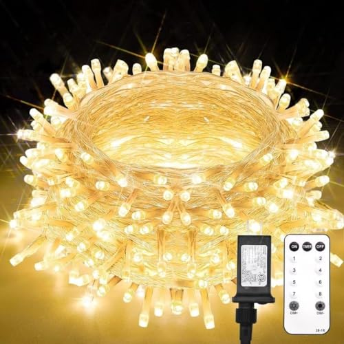 suddus Christmas Lights Outdoor, 66 ft 200 LED Plug in Warm White Fairy String Lights with Remote, Twinkle Lights for Bedroom Indoor Xmas Tree Dorm Wedding Backyard Party Outdoor Decorations - color: Warm White, size: 200LED