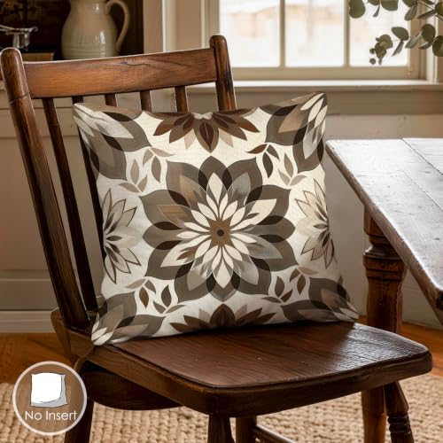 OBSEDE Neutral Boho Floral Throw Pillow Covers 18x18 Set of 4, Farmhouse Decor for Home Couch Sofa Living Room, Rustic Floral Decorative Cushion Cases - color: Neutral Boho Floral