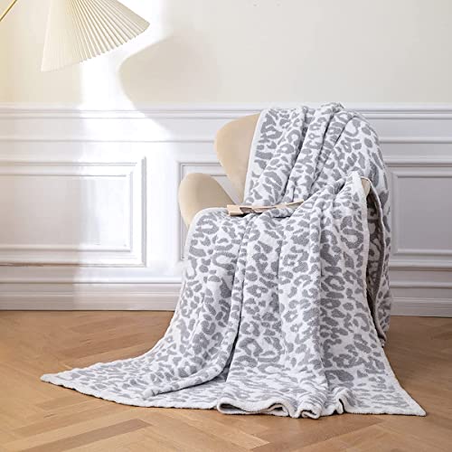 MH MYLUNE HOME Ultra Soft Leopard Throw Blanket (50x60 inches) Microfiber Blanket Plush Warm Reversible Cheetah Blanket Snow Leopard Pattern Throw for Couch Bed Sofa - White Gray, 50"x60" - color: Leopard Gray, size: 50"x60" - 550 GSM