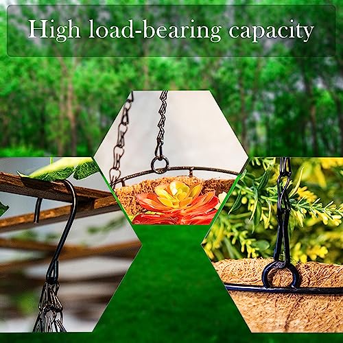 3 Pack16 inches Black Hanging Basket Chain,Flower Pot Basket Chains 3 Point Replacement Chain Hangers for Lanterns, Bird Feeders, Planters and Other Ornaments