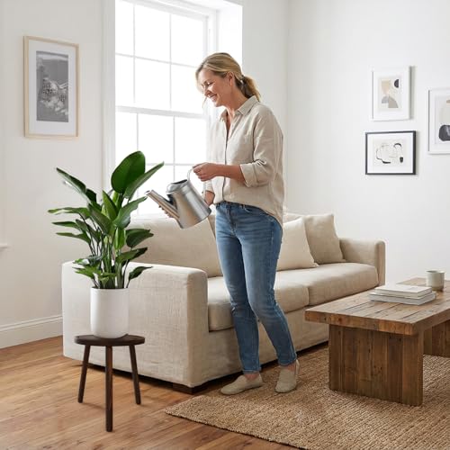 Amdermi 3 Pack Wood Plant Stands Indoor, Mid Century Modern Plant Stool for 6-12 Inch Pots, Tall Small Plant Stand Set for Living Room, Balcony, Office - color: Dark Brown
