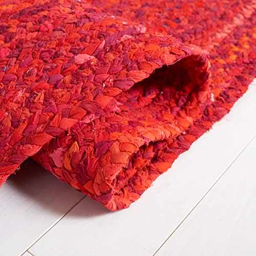 SAFAVIEH Braided Collection Area Rug - 3' x 5' Oval, Red, Handmade Country Farmhouse Reversible Cotton, Ideal for High Traffic Areas in Living Room, Bedroom (BRD452Q) - color: Red, size: 3' x 5' (Oval)