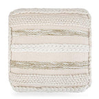 SIMPLIHOME Sommer Square Pouf - 18 inch Wide Upholstered Handloom Woven Cotton Ottoman in Natural, Boho-Style Footstool, Extra Seating or Accent Piece for Living Room or Bedroom, Assembled - color: Natural, style: Cotton Pouf